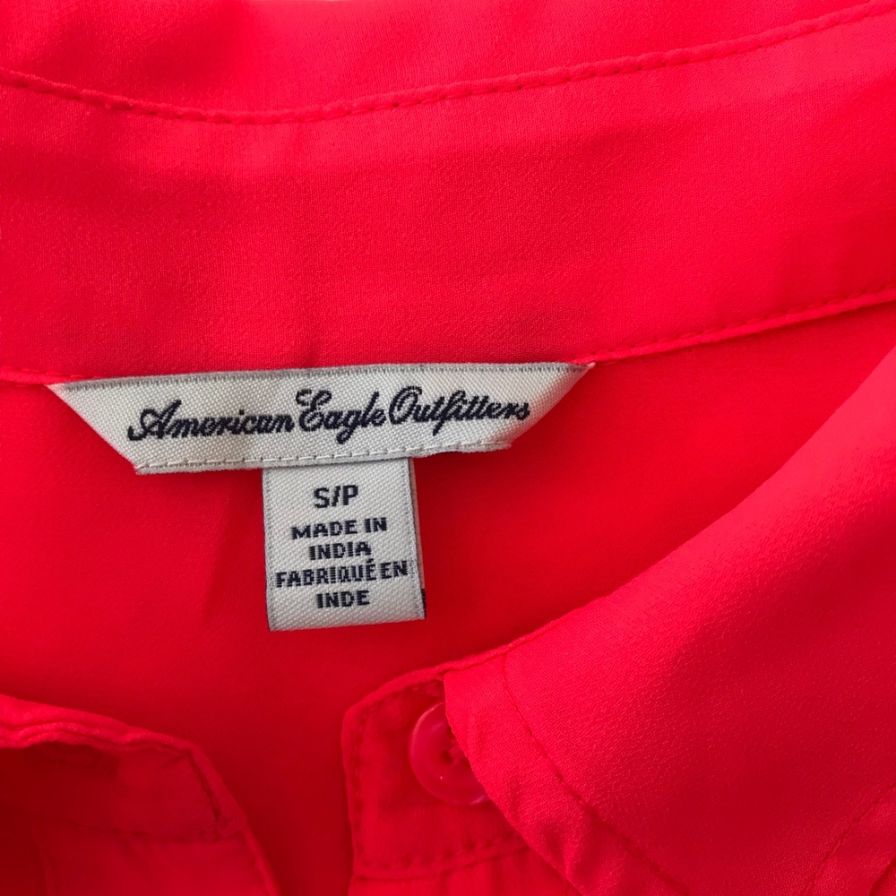 American Eagle Button Down Sheer Blouse Bright Or… - image 4
